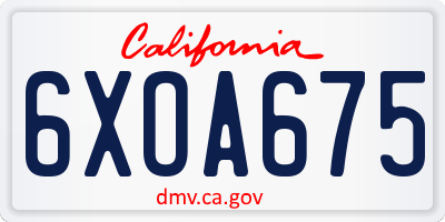 CA license plate 6XOA675