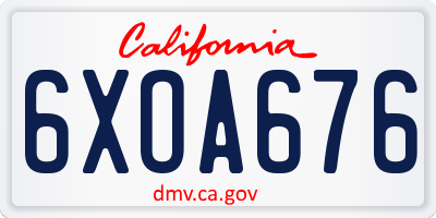 CA license plate 6XOA676