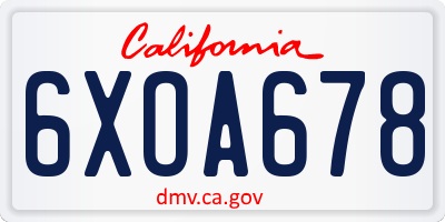 CA license plate 6XOA678