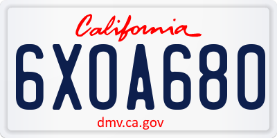 CA license plate 6XOA680