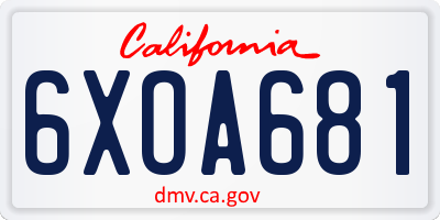 CA license plate 6XOA681