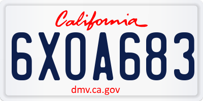 CA license plate 6XOA683