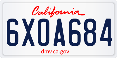 CA license plate 6XOA684