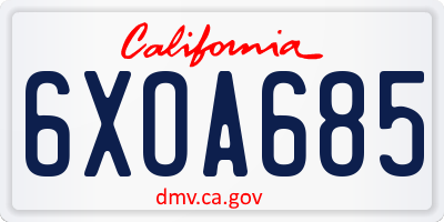 CA license plate 6XOA685