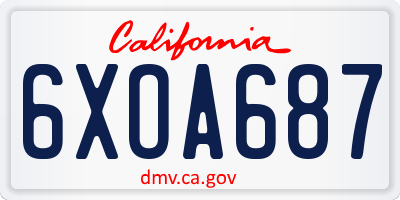 CA license plate 6XOA687