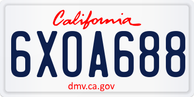 CA license plate 6XOA688