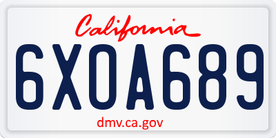CA license plate 6XOA689