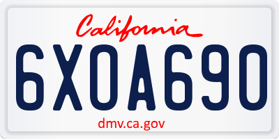 CA license plate 6XOA690