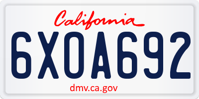 CA license plate 6XOA692