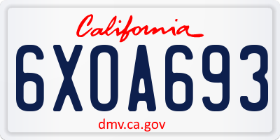CA license plate 6XOA693