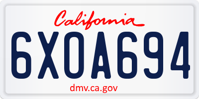 CA license plate 6XOA694