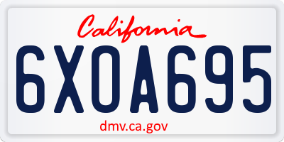 CA license plate 6XOA695