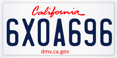 CA license plate 6XOA696