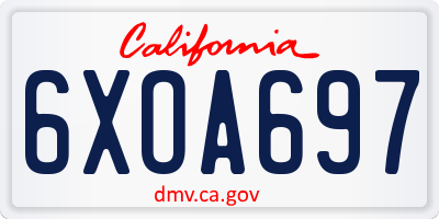 CA license plate 6XOA697
