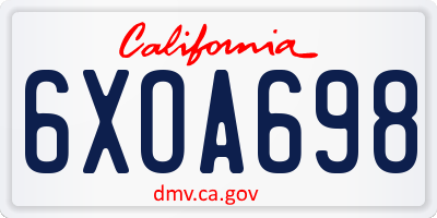 CA license plate 6XOA698