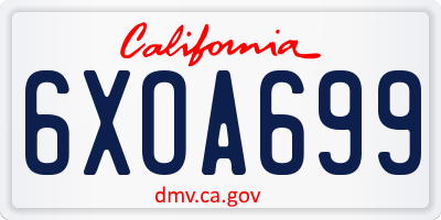 CA license plate 6XOA699