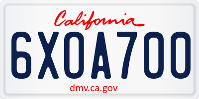 CA license plate 6XOA700