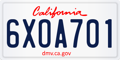 CA license plate 6XOA701