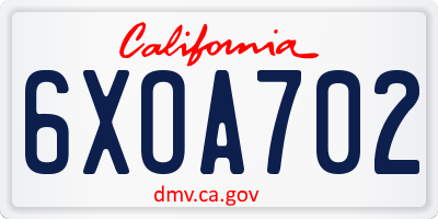 CA license plate 6XOA702