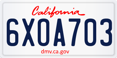 CA license plate 6XOA703