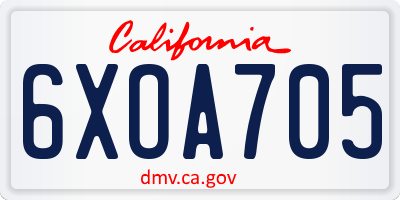 CA license plate 6XOA705