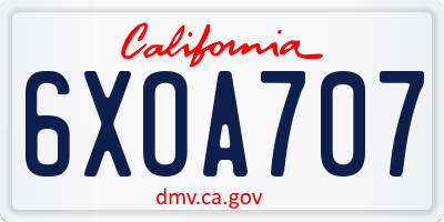 CA license plate 6XOA707