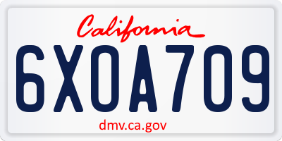 CA license plate 6XOA709