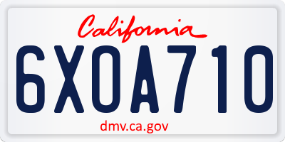 CA license plate 6XOA710