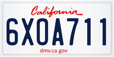 CA license plate 6XOA711