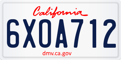 CA license plate 6XOA712