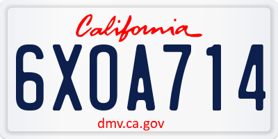 CA license plate 6XOA714