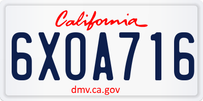 CA license plate 6XOA716