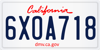 CA license plate 6XOA718