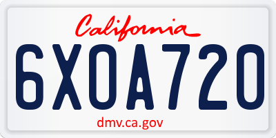 CA license plate 6XOA720