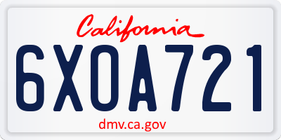 CA license plate 6XOA721