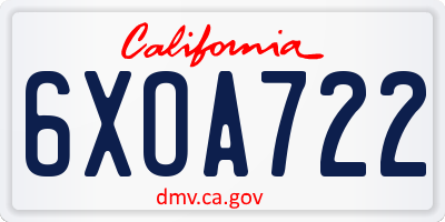 CA license plate 6XOA722