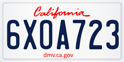 CA license plate 6XOA723