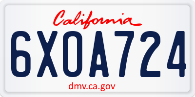 CA license plate 6XOA724