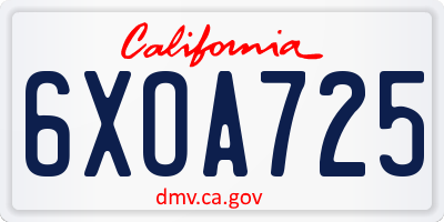 CA license plate 6XOA725