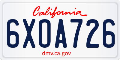 CA license plate 6XOA726