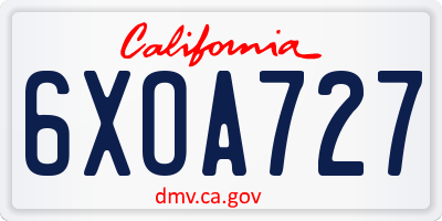 CA license plate 6XOA727