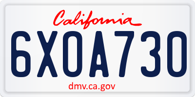 CA license plate 6XOA730