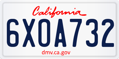 CA license plate 6XOA732