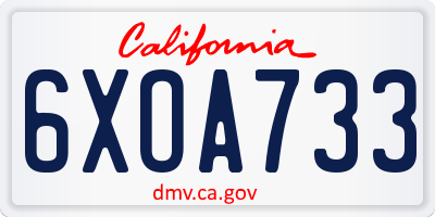 CA license plate 6XOA733