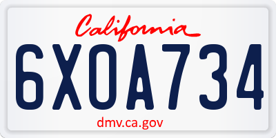 CA license plate 6XOA734