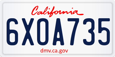 CA license plate 6XOA735