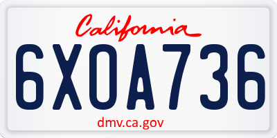 CA license plate 6XOA736