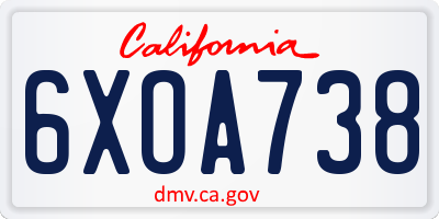 CA license plate 6XOA738
