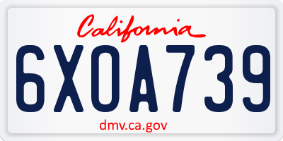 CA license plate 6XOA739