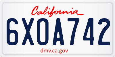 CA license plate 6XOA742